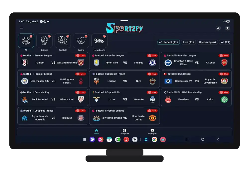 sportzfy for tv